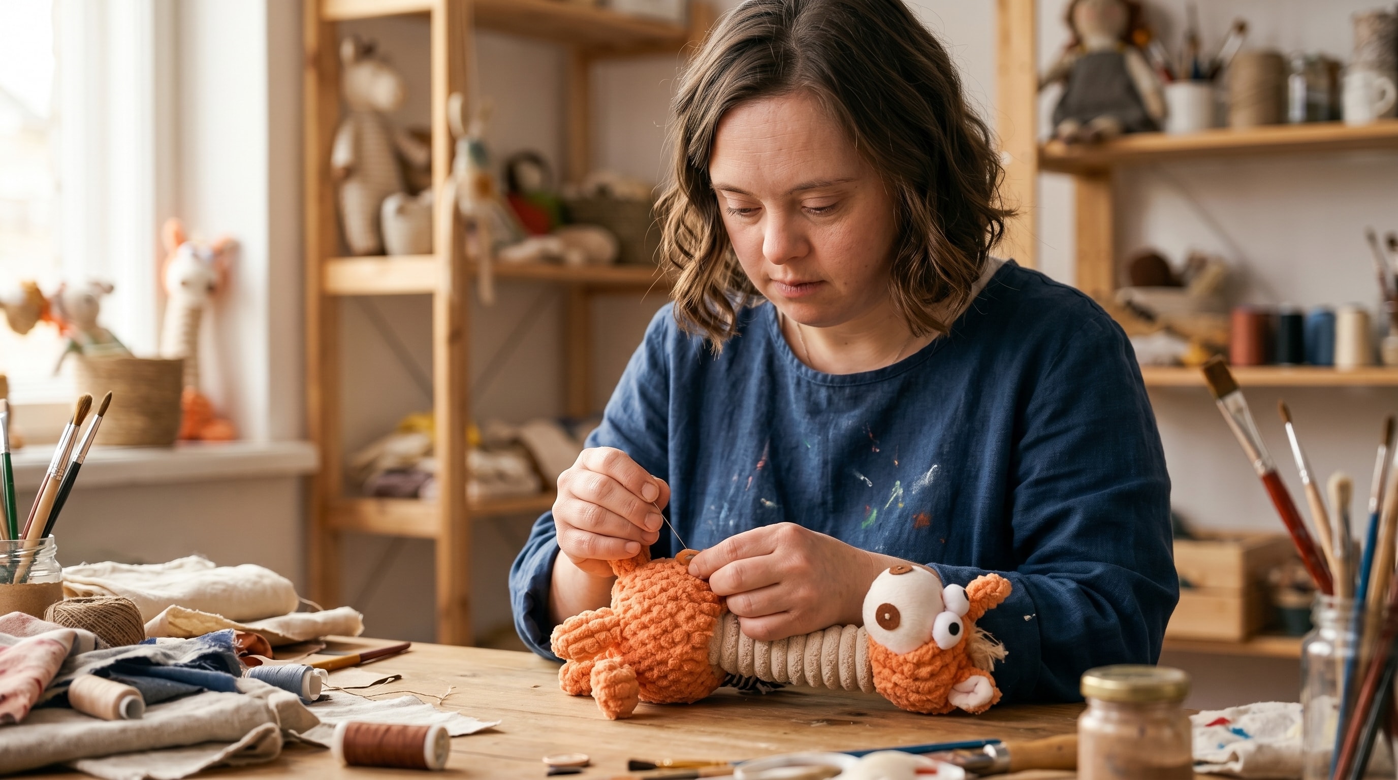 Martha trabajando en juguetes
